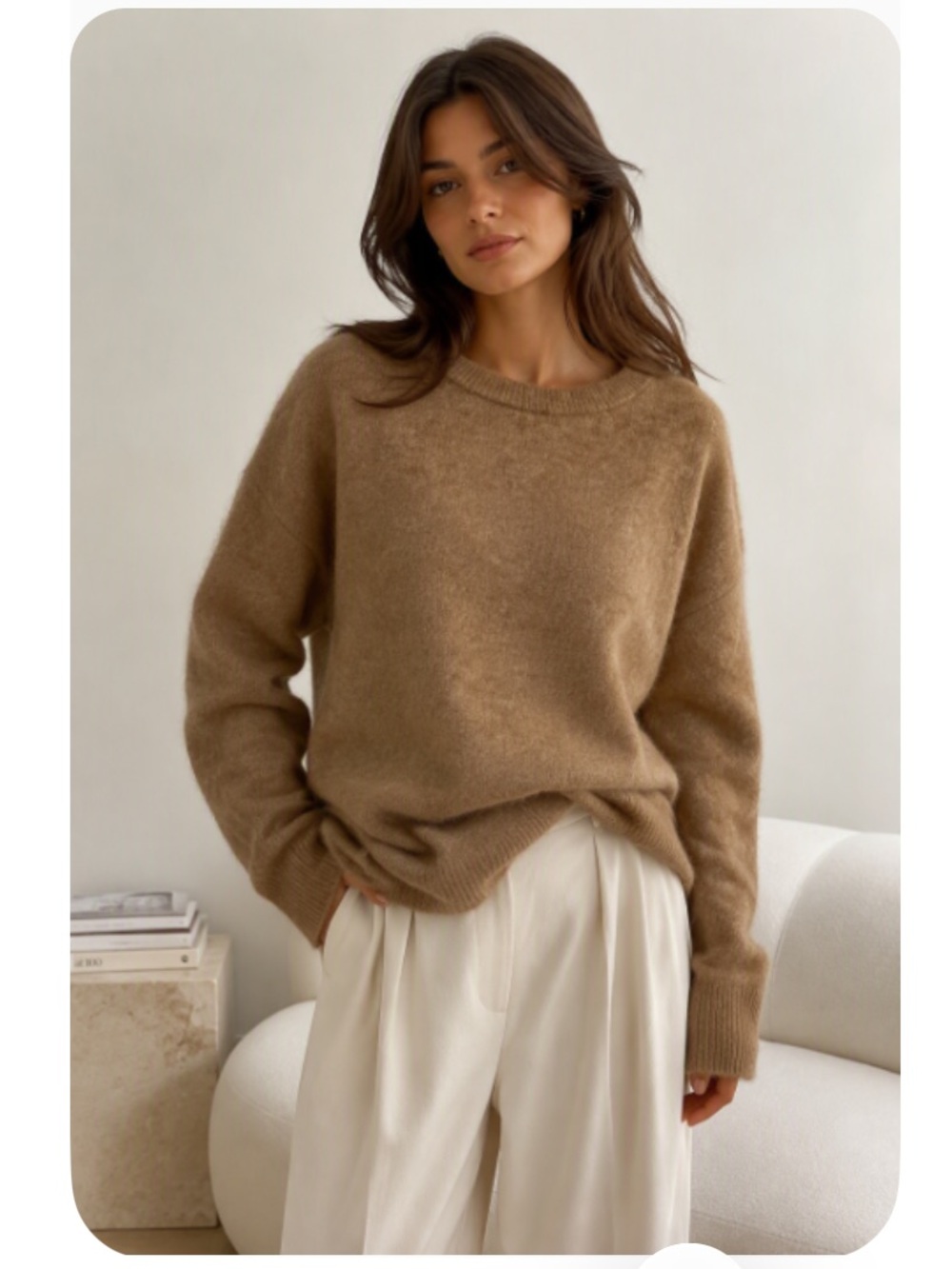 Aritzia Babaton Thurlow Sweater Alpaca Blend Camel Brown Size S